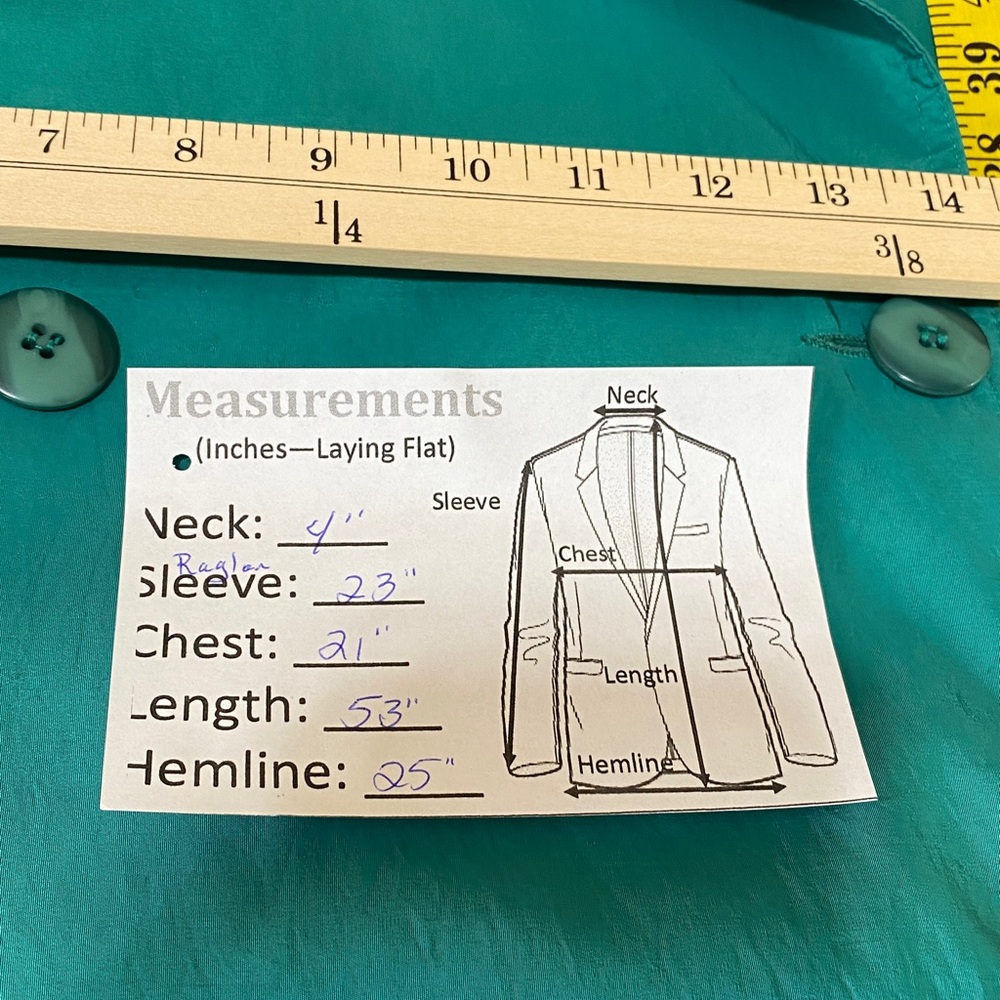FORCASTER of BOSTON Women's Fully Lined Long Classic Belted Teal Trench Coat-7/8 - Picture 15 of 16